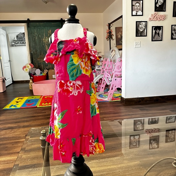 Floral print hot pink strappy dress flowy size 12-18m - Picture 2 of 6